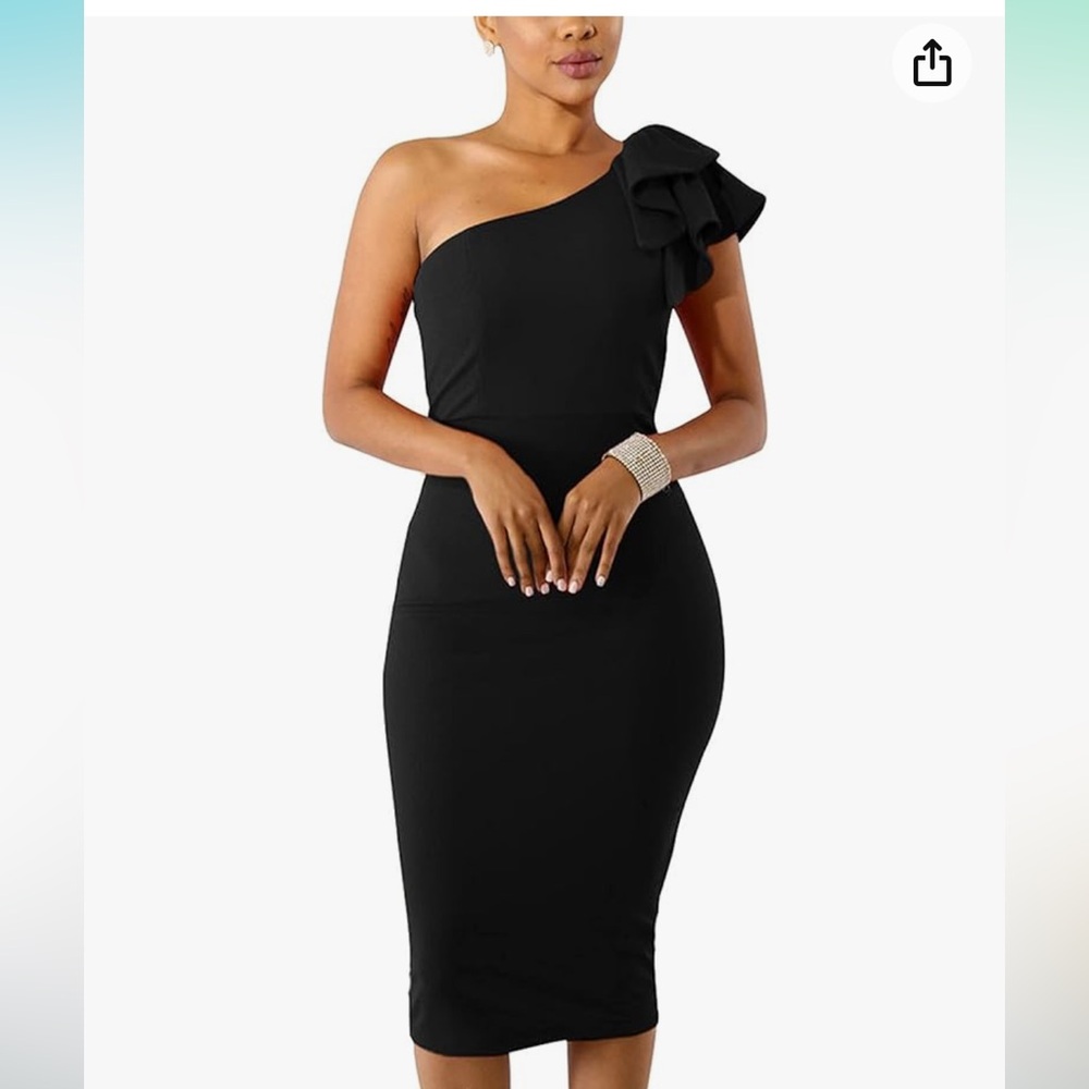 Ruffled one shoulder bodycon dress